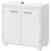 HOMCOM Móvel de Casa de Banho Moderno e Independente para Lavatório com Recorte em U e Prateleira Ajustável, Branco(m-11)