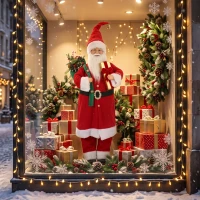 HOMCOM 4ft Singing Dancing Santa Claus, Standing Christmas Animated Santa Figure with Gift and Sack, Sound/Touch Activated(m-9)
