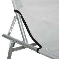 Outsunny Outdoor Foldable Sun Lounger, 4 Level Adjustable Backrest Reclining Sun Lounger Chair with Angle Adjust Sun Shade Awning for Beach, Garden, Patio, Light Grey(m-21)