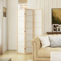 HOMCOM Wooden Folding Privacy Screen, 3 Panel Room Divider for Bedroom, Natural Wood Finish(m-7)