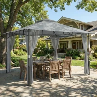 Outsunny Carpa para Jardim com Telhado Duplo Gazebo com Paredes de Rede UPF50+ para Exterior Terraço 360x300x275 cm Cinzento(m-2)