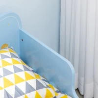 ZONEKIZ Cama para Crianças de 3-6 Anos 143x74x59cm Cama Infantil de Madeira com Barreiras de Proteção Azul(m-9)