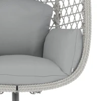Outsunny Hanging Egg Chair, Indoor Outdoor Rattan Hammock Swing Chair with Stand, Safety Strap, Foldable Basket, Light Grey(m-13)