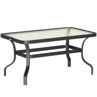 Outsunny Beistelltisch Hartglas Kaffeetisch Couchtisch mit Wellendesign, Abgerundete Ecke Balkontisch 95x55 cm Schwarz(m-1)
