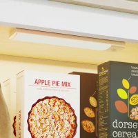 HOMCOM Armário de Cozinha com Luz LED Sensor de Movimento Móvel Auxiliar de Cozinha com Iluminação Regulável em 3 Cores 4 Portas e Prateleiras Ajustáveis 80x40x176,5 cm Branco(m-9)