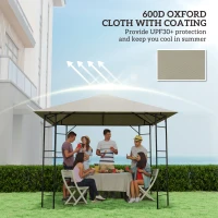 Outsunny 3 x 3(m) Gazebo Canopy Replacement, for 01-0867 - Light Grey(m-6)
