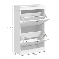 HOMCOM Móvel Sapateira Branco Sapateira Estreita com 2 Portas e Prateleira Ajustável para 10 Pares de Sapatos 54x24x82,5 cm Branco(m-3)