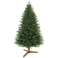 HOMCOM Brad de Crăciun artificial 180 cm cu suport din lemn de pin, brad nordic cu sistem pliant, 889 vârfuri de ramuri, verde(m-1)