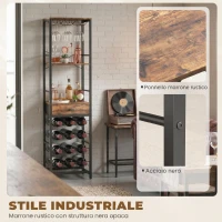 HOMCOM Mobile Bar, Mobile da Bar con Cassetto, Portabicchieri, Marrone Rustico(m-5)