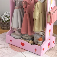 AIYAPLAY Kids Clothes Rail with Two Shelves, for 3-8 Years, Pink(m-7)