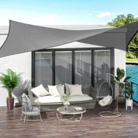 Outsunny 5 x 4m Sun Shade Sail HDPE Rectangle Canopy Outdoor Sunscreen Awning with Mounting Ropes for Garden, Patio, Party, UV Protection, Charcoal Grey(m-15)