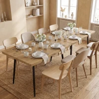 HOMCOM Masă de dining dreptunghiulară pentru 4 persoane, 110x70 cm, stejar/negru(m-8)