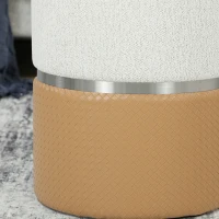 HOMCOM Nesting Round Ottoman with Storage Set of 2 - Cream/Brown(m-8)