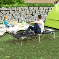 Outsunny Lit de camping pliable lit de camp pour adultes portable avec oreiller amovible rembourrage mousse 183 x 66 x 33 cm noir(m-8)