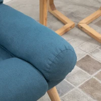 HOMCOM Recliner Chair with Footstool, Recliner Armchair with Adjustable Backrest, Thick Cushion and Wooden Legs, Blue(m-8)