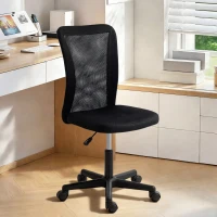 Vinsetto Computer Desk Chair, Armless Mesh Office Chair with Adjustable Height and Rolling Wheels, Black(m-10)