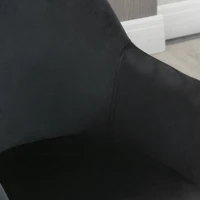 HOMCOM Esszimmerstühle, 2er-Set, modernes Design, Samtoptik, Kautschukbaumholz, 54x57x80 cm, Schwarz(m-9)