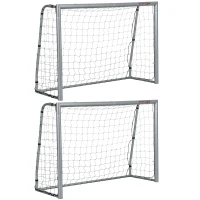 SPORTNOW 8ft x 5ft Football Goal, Set of 2 Football Net for Garden, Training Goal with Ground Stakes, Steel Frame(m-1)