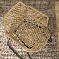 HOMCOM Set 2 Sedie da Pranzo Stile Boho da Interno in Rattan PE con Schienale Basso e Braccioli, Giallo(m-8)