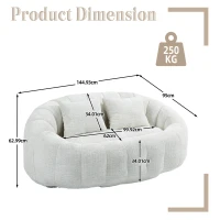 Cozy Oversized Bean Bag Sofa with 2 Matching Pillows, Soft 2-Seat Sectional Couch for Living Room and Bedroom, 145L x 95W x 63H cm, Beige(m-3)