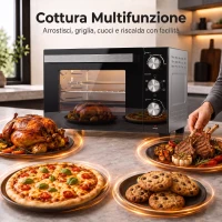 HOMCOM Forno Elettrico 1500W 36L con Temperatura Regolabile Max 230°, Timer 60 min, Griglia, Teglia, Manico per Teglia(m-4)