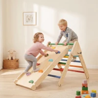 AIYAPLAY Toddler Climbing Frame for Kids with Ramp, 3 in 1 Wooden Pikler Triangle Set for 18-48 Months, Multicolour(m-13)