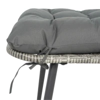 Outsunny Garden Egg Chair with Footstool, Rattan Indoor Outdoor Lounge Chair and Ottoman Set with Thick Cushions, Light Grey(m-10)