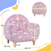 AIYAPLAY Kids Armchair, Glow in the Dark Chair with Star Design for Bedroom, Playroom, Kids Room, Pink(m-3)