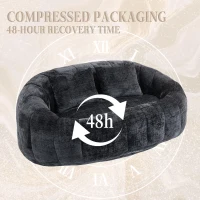 Cozy Oversized Bean Bag Sofa with 2 Matching Pillows, Soft 2-Seat Sectional Couch for Living Room and Bedroom, 145L x 95W x 63H cm, Black(m-5)