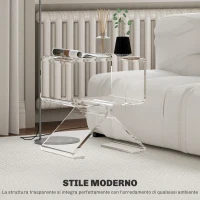 HOMCOM Tavolino Basso Geometrico a 2 Livelli  in Acrilico con Gambe Triangolari, 40x30x45 cm, Trasparente(m-3)
