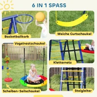 AIYAPLAY Kinderschaukel-Set, Stahl, 3-8 Jahre, 6-in-1-Design, Bunt(m-4)