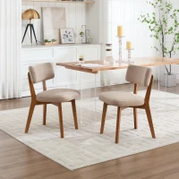 Stylish Mid-Century Dining Chairs with High-Density Foam, Comfortable Upholstered Side Chairs for Dining Room, 47L x 54.5W x 77H cm, Khaki(m-1)
