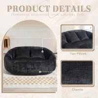 Cozy Oversized Bean Bag Sofa with 2 Matching Pillows, Soft 2-Seat Sectional Couch for Living Room and Bedroom, 145L x 95W x 63H cm, Black(m-6)