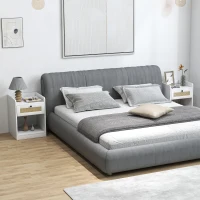 HOMCOM Juego de 2 Mesillas de Noche para Dormitorio con Cajón con Frontal de Ratán 40x40x53 cm Blanco(m-10)