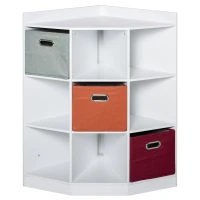 HOMCOM Meuble de rangement d'angle meuble enfant unité de rangement 9 niches 3 tiroirs non tissé MDF blanc(m-11)