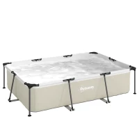 Outsunny Piscine Tubulaire Rectangulaire Pompe de Filtration 3701L en PVC Triple Couche 316x238x66,5cm Gris(m-1)