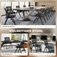 HOMCOM 2er Set Klappstuhl Campingstuhl mit Netzrückenlehne, Klappbar Bürostuhl mit Stahlrahmen für Gäste, Büro, Schwarz(m-7)