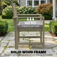 Outsunny 4 Seater Wooden Garden Furniture Set with Loveseat, Armchairs, Table, Acacia Wood Garden Sofa Set, Light Grey(m-5)
