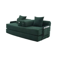 Cozy Compressible Folding Sofa with Detachable Metal Frame, Soft Modular Sectional Couch for Small Apartment, 110L x 33W x 33H cm, Emerald(m-14)