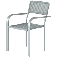 Outsunny Stackable Garden Chairs Set of 4, Rattan Effect Outdoor Dining Chairs, Light Grey(m-11)