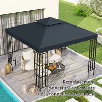 Outsunny Toile de rechange pour pavillon tonnelle tente 3 x 3 m polyester haute densité 180 g/m² gris foncé(m-2)