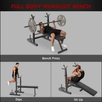 HOMCOM Adjustable Weight Bench, Foldable Bench, with Barbell Rack, Grey(m-4)