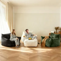 Soft Bean Bag Sofa with High-Quality Sponge and Large Armrests, Cozy Plush Lounger for Bedrooms, 103L x 90W x 70H cm, Green(m-8)