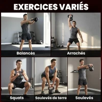 HOMCOM Kettlebell 14 kg, haltère avec poignée ergonomique, haltère à boule, musculation, entraînement, 27 x 21 x 31 cm noir(m-4)