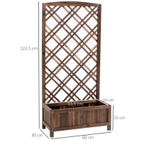 Outsunny Fioriera da Esterno con Grigliato in Legno per Piante Rampicanti, 60x30x122.5 cm, Marrone(m-3)
