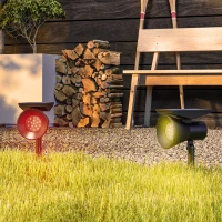 Outsunny Set 2 Luci da Giardino Solari RGB con 2 Modalità di Illuminazione, in PP e PC, 10.6x15x38 cm, Nero(m-10)