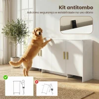 HOMCOM Aparador de Cozinha com 4 Prateleiras 4 Portas com Fecho Suave Móvel para TV de 72 Polegadas 152x40x80 cm Branco(m-9)