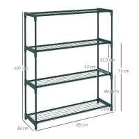 Outsunny Soporte para Macetas de 4 Niveles con Estructura de Acero para Jardín Patio 89x28x107 cm Verde Oscuro(m-3)