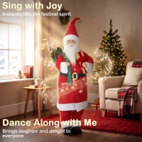 HOMCOM 4ft Singing Dancing Santa Claus, Standing Christmas Animated Santa Figure with Gift and Sack, Sound/Touch Activated(m-4)