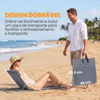 Outsunny Conjunto de 2 Esteiras com Encosto Reclinável Apoio para Cabeça e Bolsa de Transporte 134x48x33-43 cm Cinzento(m-7)